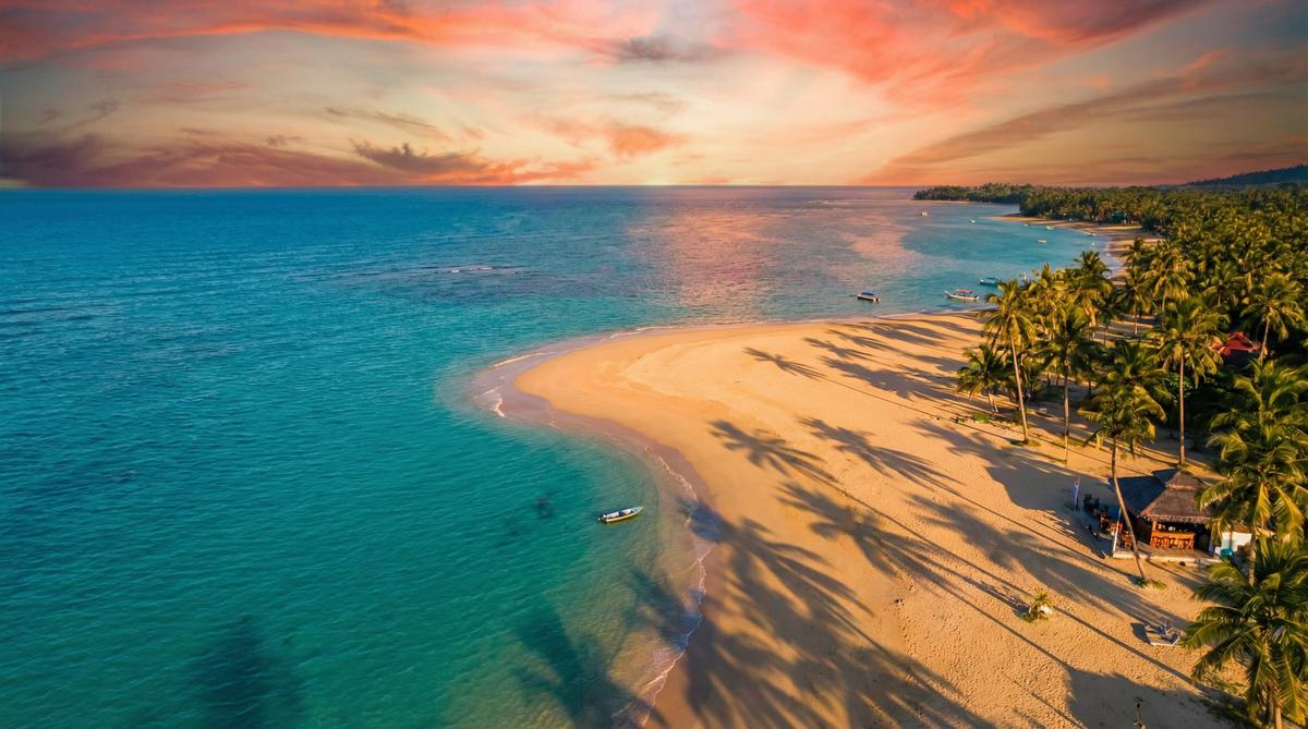 抖荫短视频海岛日落航拍视频